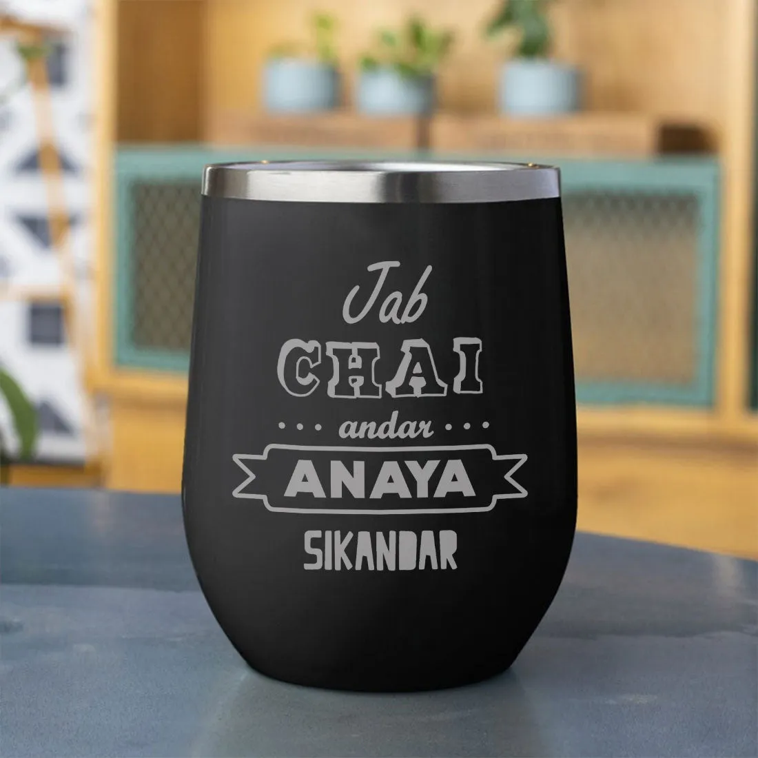 Customized insulated Coffee Tumbler for Travelling With Name Engraved  (350 ML) - Chai