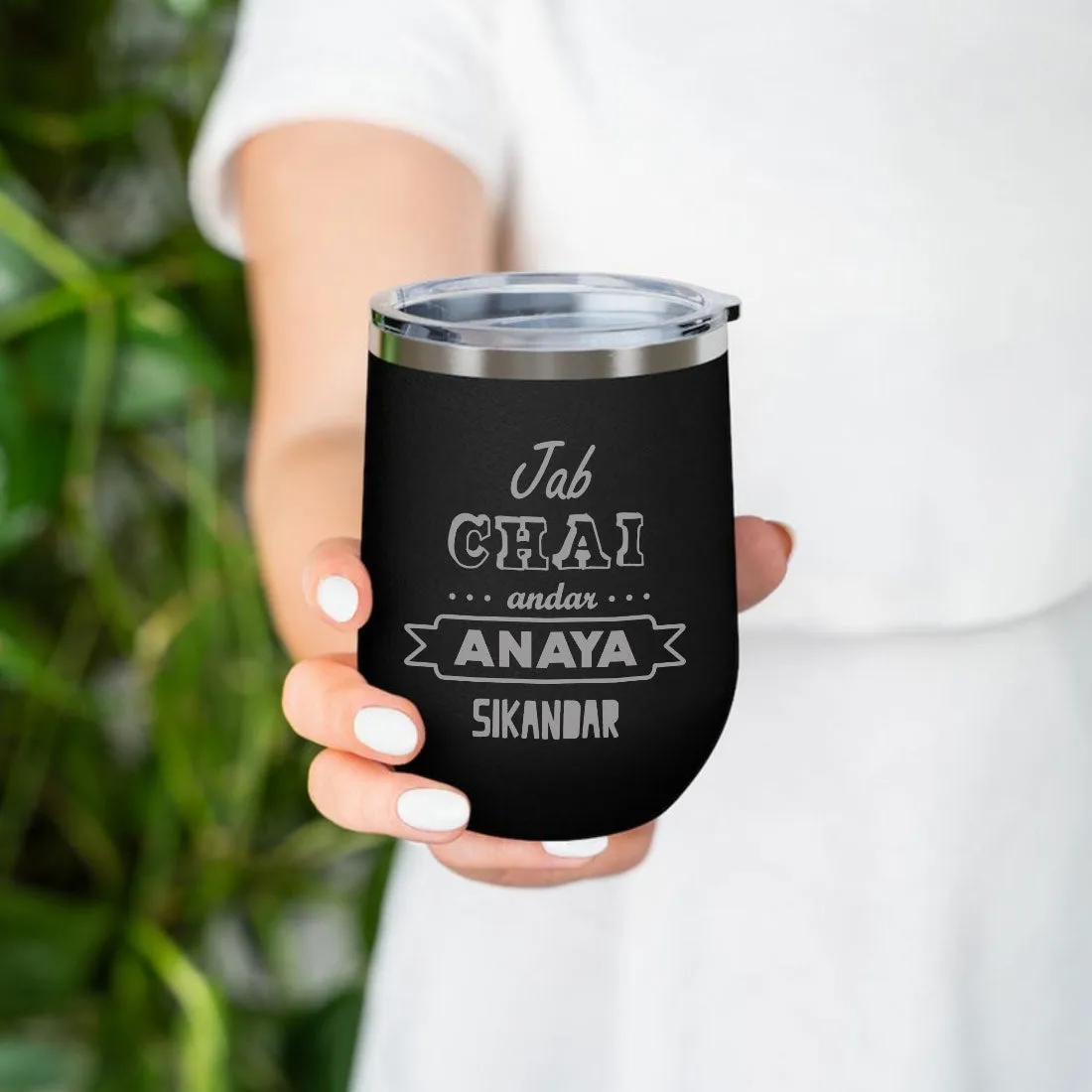 Customized insulated Coffee Tumbler for Travelling With Name Engraved  (350 ML) - Chai