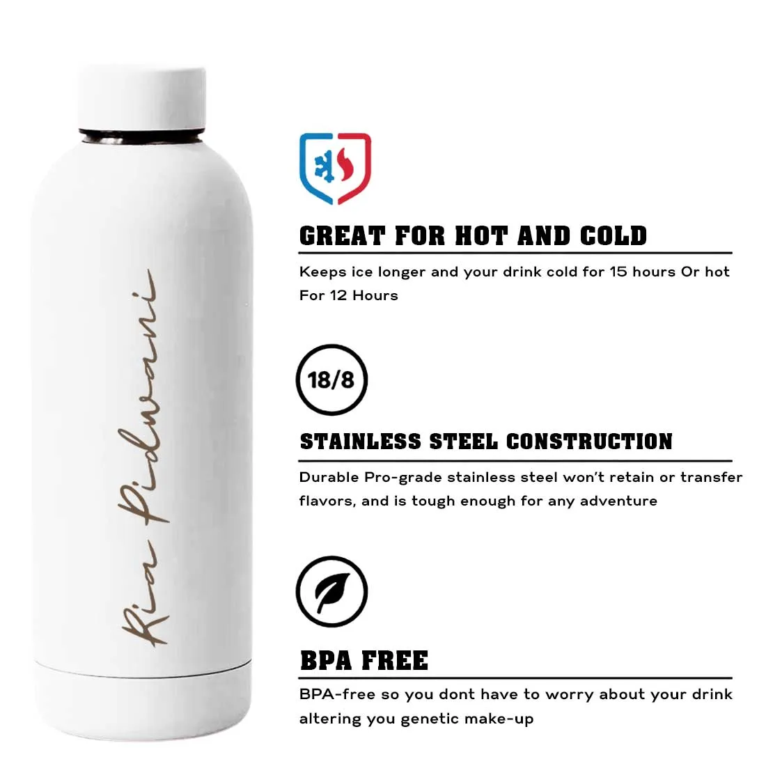 Customized Water Bottles with Names Stainless Steel Double Insulated Water Bottles for Travel Office Gym Home - BPA Free, Leakpr