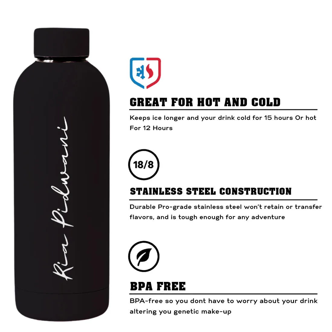 Customized Water Bottles with Names Stainless Steel Double Insulated Water Bottles for Travel Office Gym Home - BPA Free, Leakpr