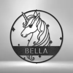 Cute Unicorn Monogram - Steel Sign