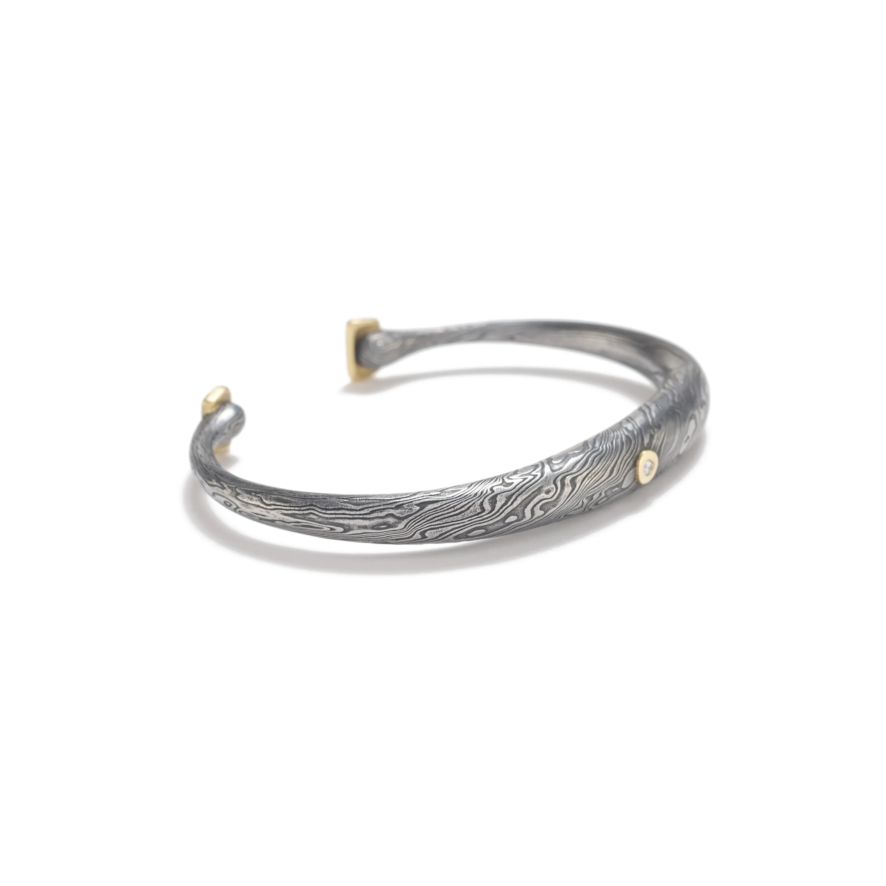 Damascus Steel Bracelet with Gold