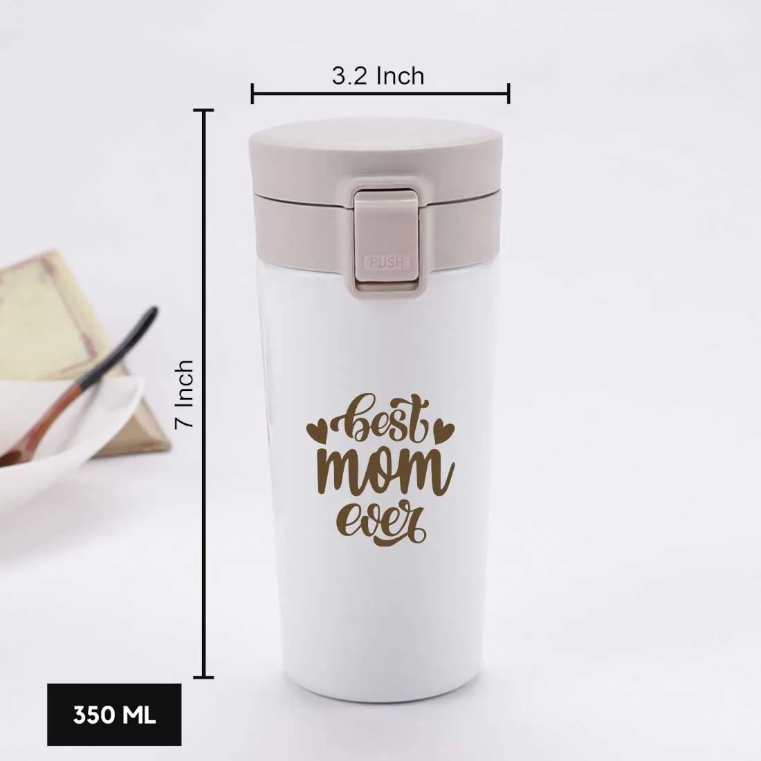 Designer Travel Coffee Mug Insulated for Travelling Mother Day Gift (350 ML) - Best Mom Ever