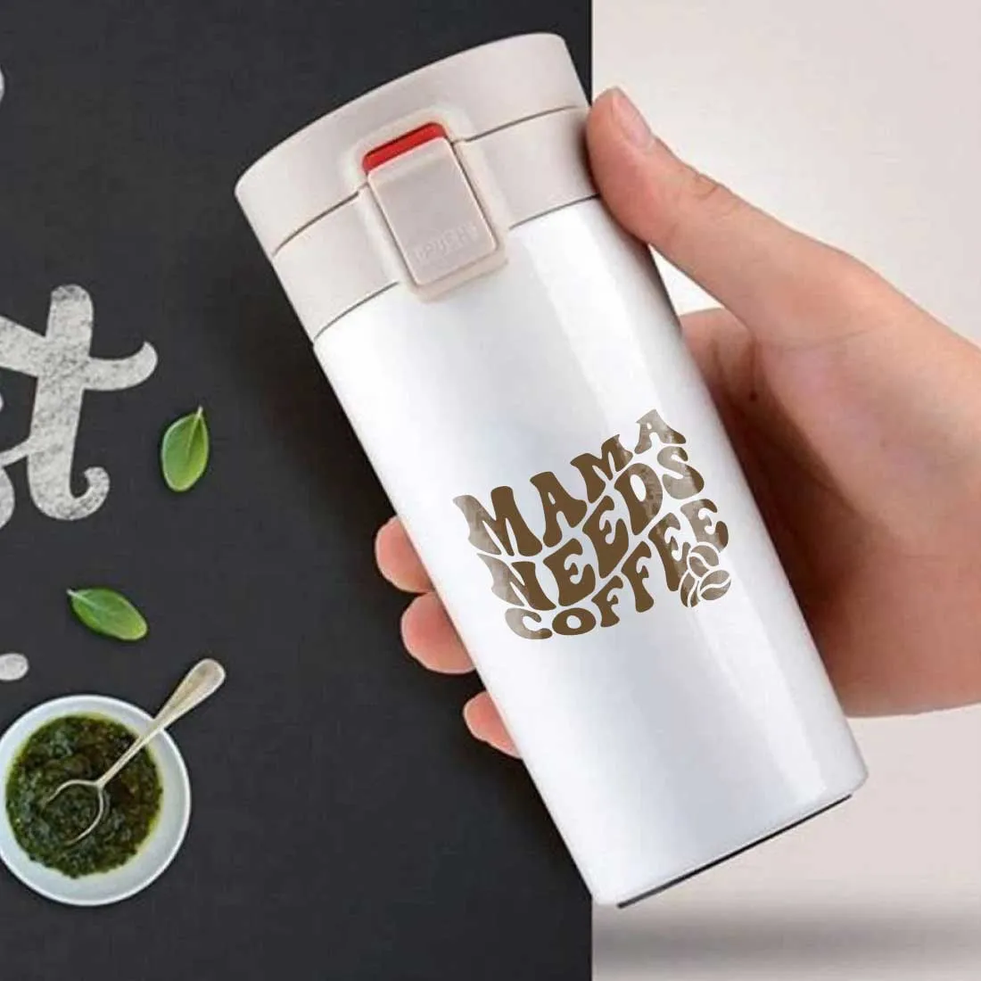 Designer Travel Coffee Mug Insulated for Travelling Mother Day Gift (350 ML) - Mama Needs Coffee