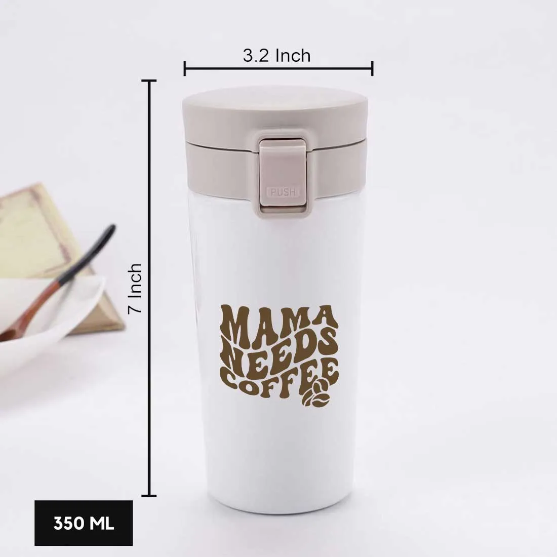 Designer Travel Coffee Mug Insulated for Travelling Mother Day Gift (350 ML) - Mama Needs Coffee