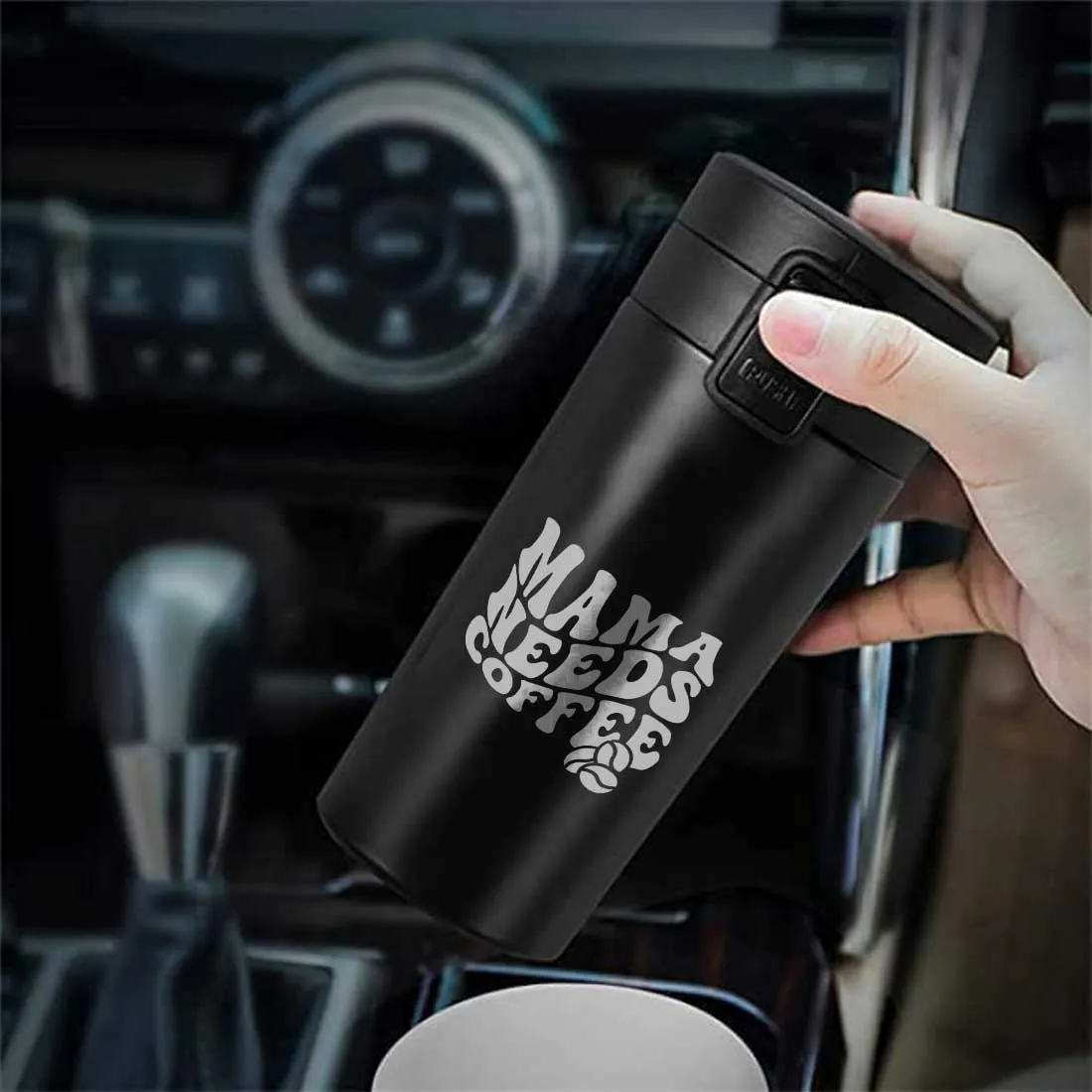 Designer Travel Coffee Mug Insulated for Travelling Mother Day Gift (350 ML) - Mama Needs Coffee