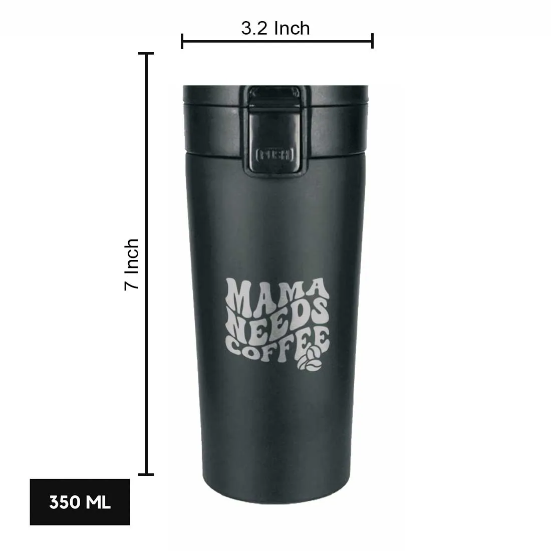 Designer Travel Coffee Mug Insulated for Travelling Mother Day Gift (350 ML) - Mama Needs Coffee