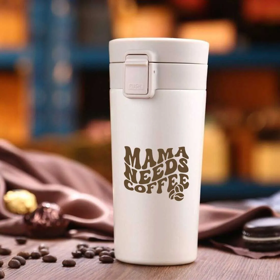 Designer Travel Coffee Mug Insulated for Travelling Mother Day Gift (350 ML) - Mama Needs Coffee