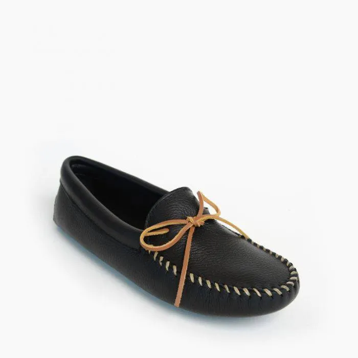  Double Deerskin Softsole Moccasin in Black  