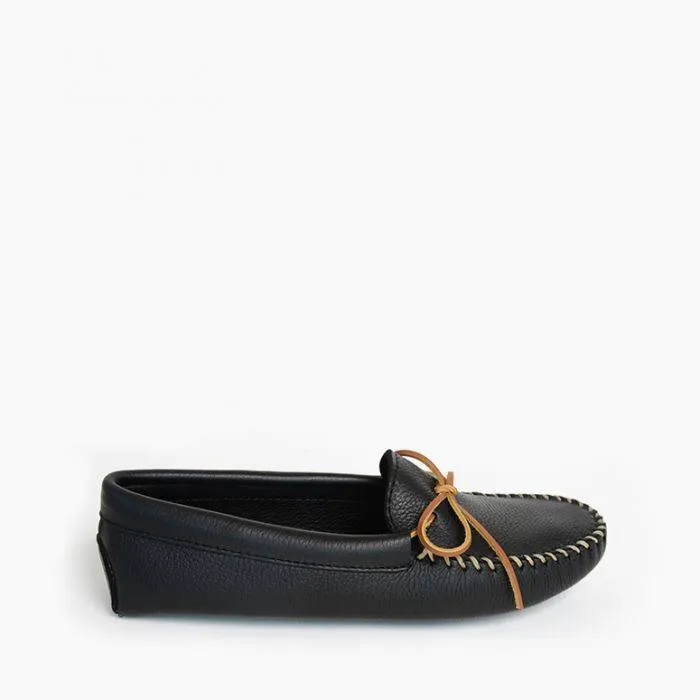  Double Deerskin Softsole Moccasin in Black  