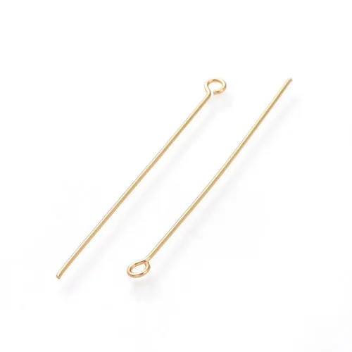 Eye Pins, 304 Stainless Steel, Golden, 22 Gauge, 4.5cm