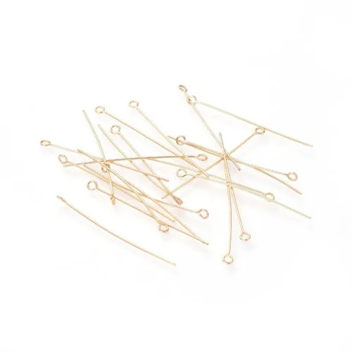 Eye Pins, 304 Stainless Steel, Golden, 22 Gauge, 4.5cm