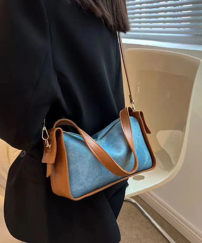 Fashion Versatile Blue Faux Leather Messenger Bag