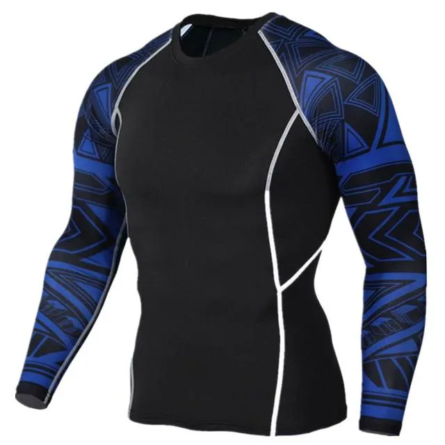 Fitness Fashion 3D Wolf Printed Long Sleeve Palace Compression T-Shirt