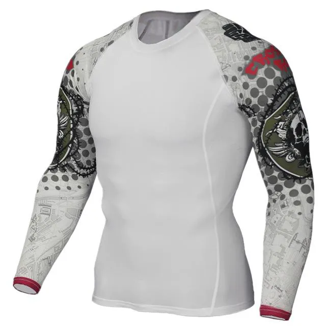 Fitness Fashion 3D Wolf Printed Long Sleeve Palace Compression T-Shirt