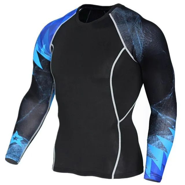 Fitness Fashion 3D Wolf Printed Long Sleeve Palace Compression T-Shirt