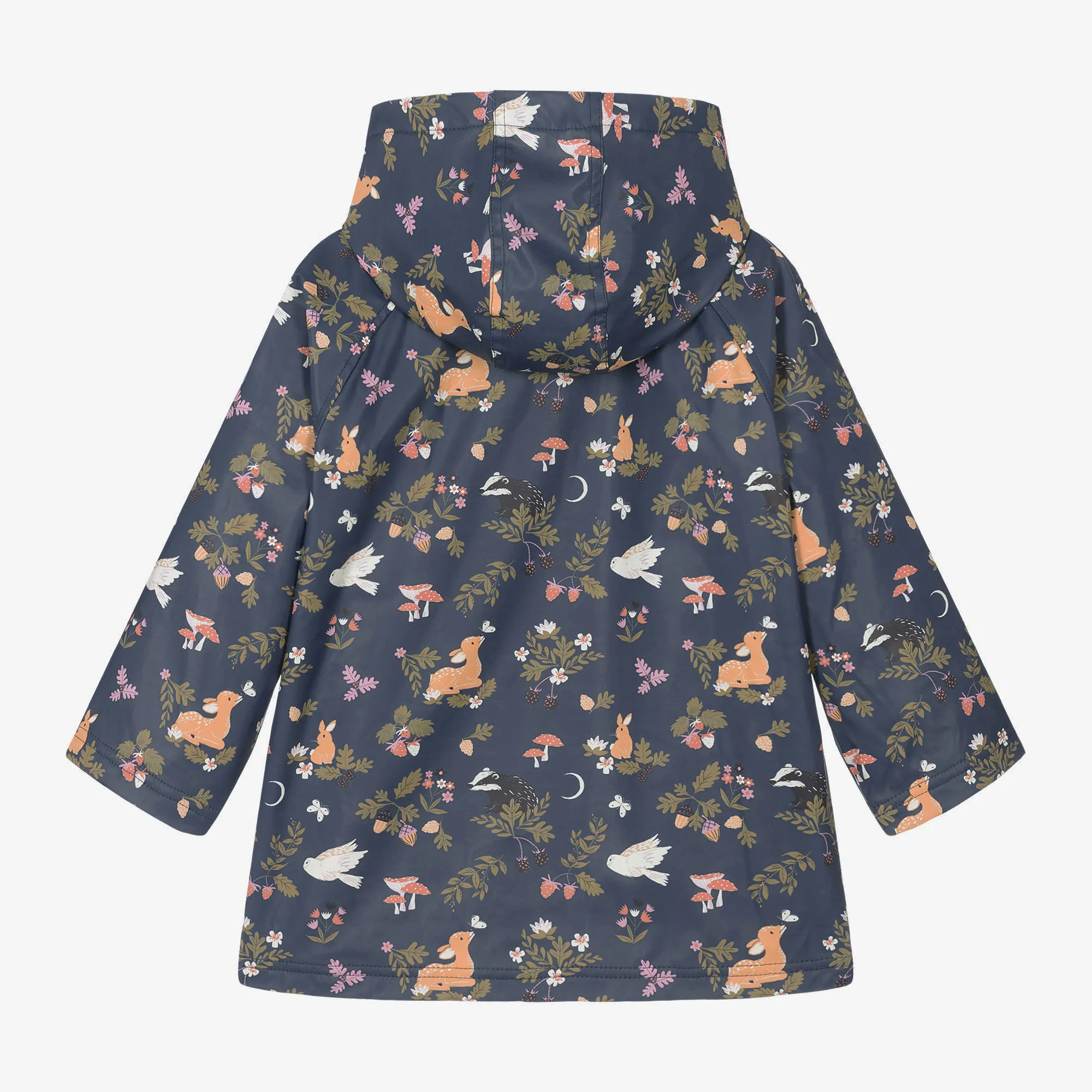 Girls Blue Woodland Print Raincoat