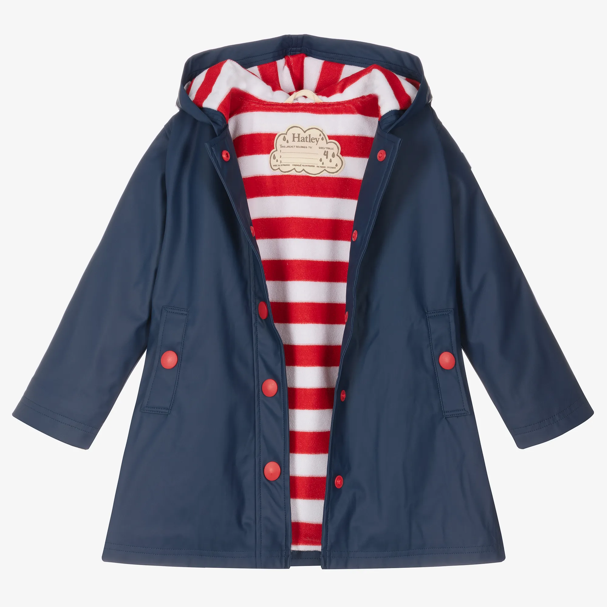 Girls Navy Blue Hooded Raincoat 