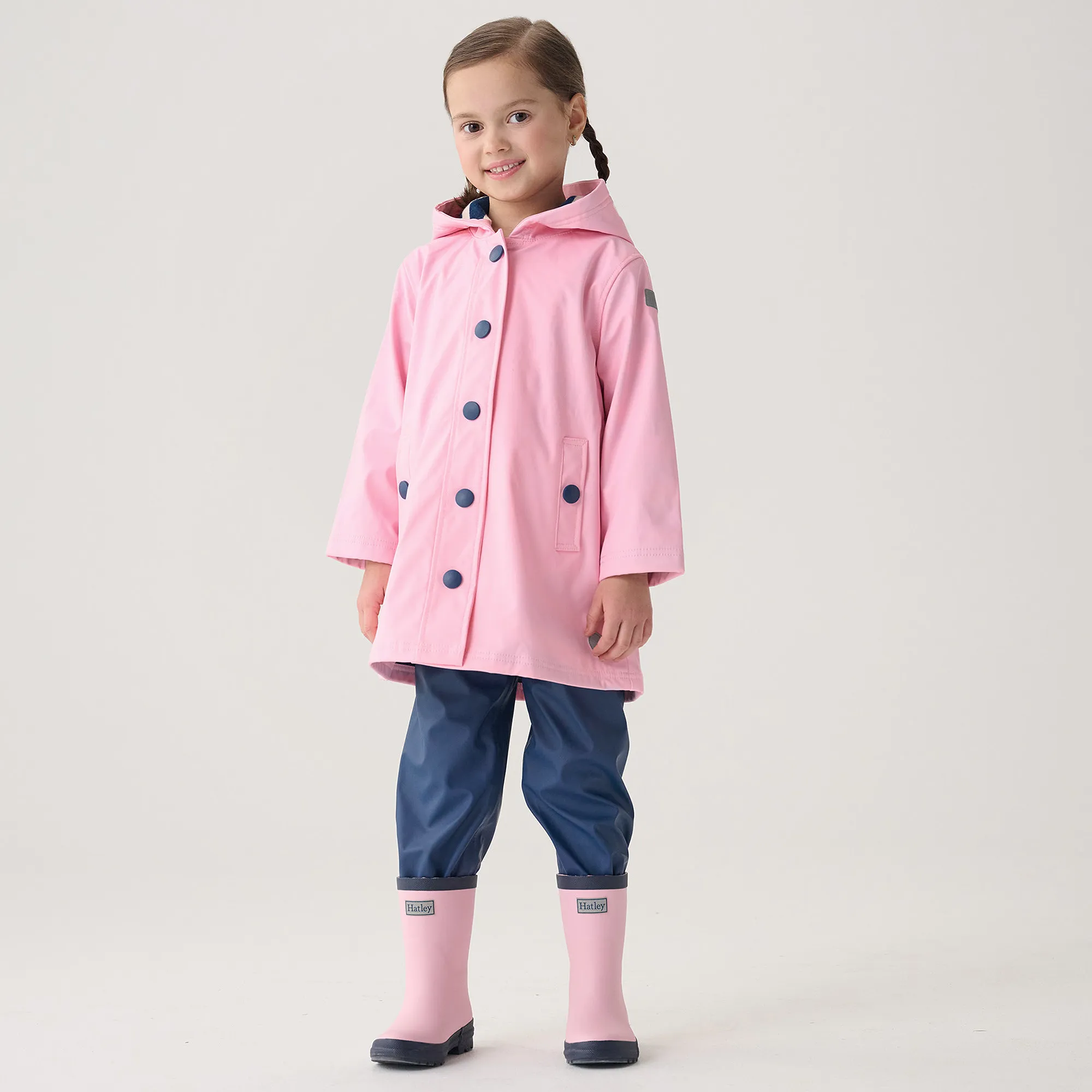 Girls Pink Hooded Raincoat 