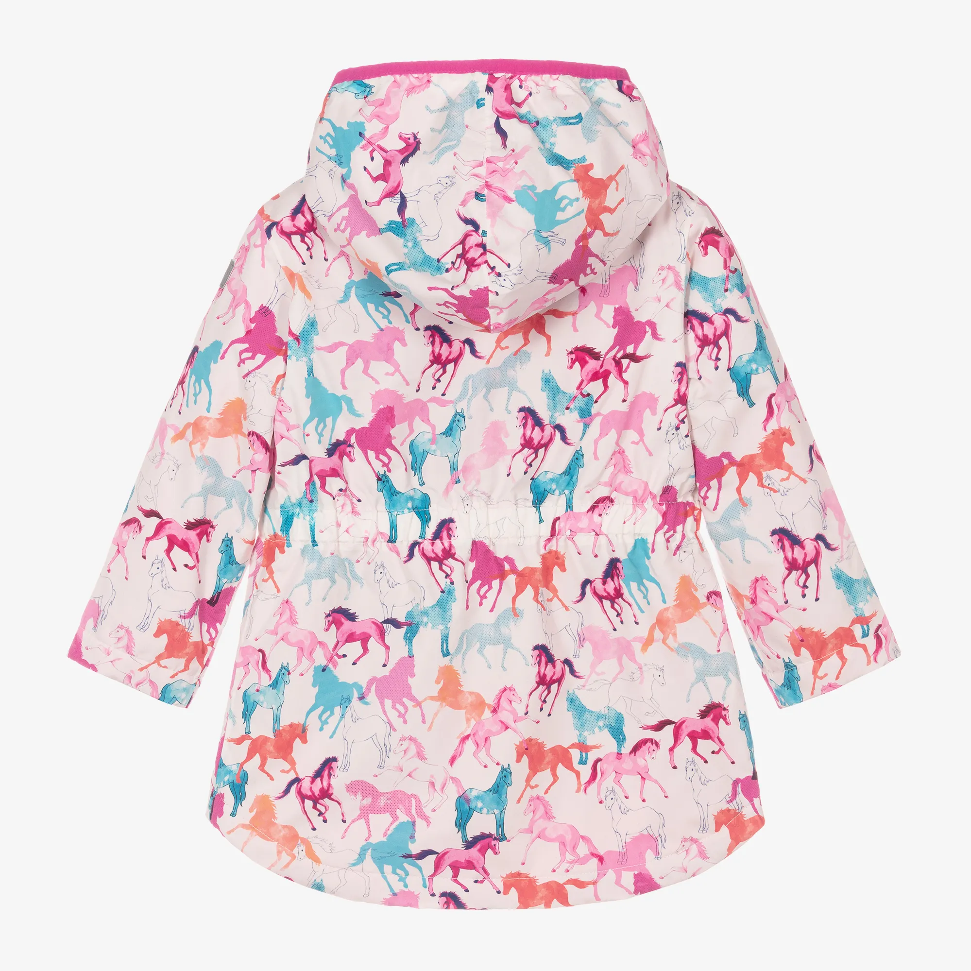 Girls Pink Horse Print Raincoat