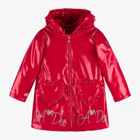 Girls Red Hooded Raincoat