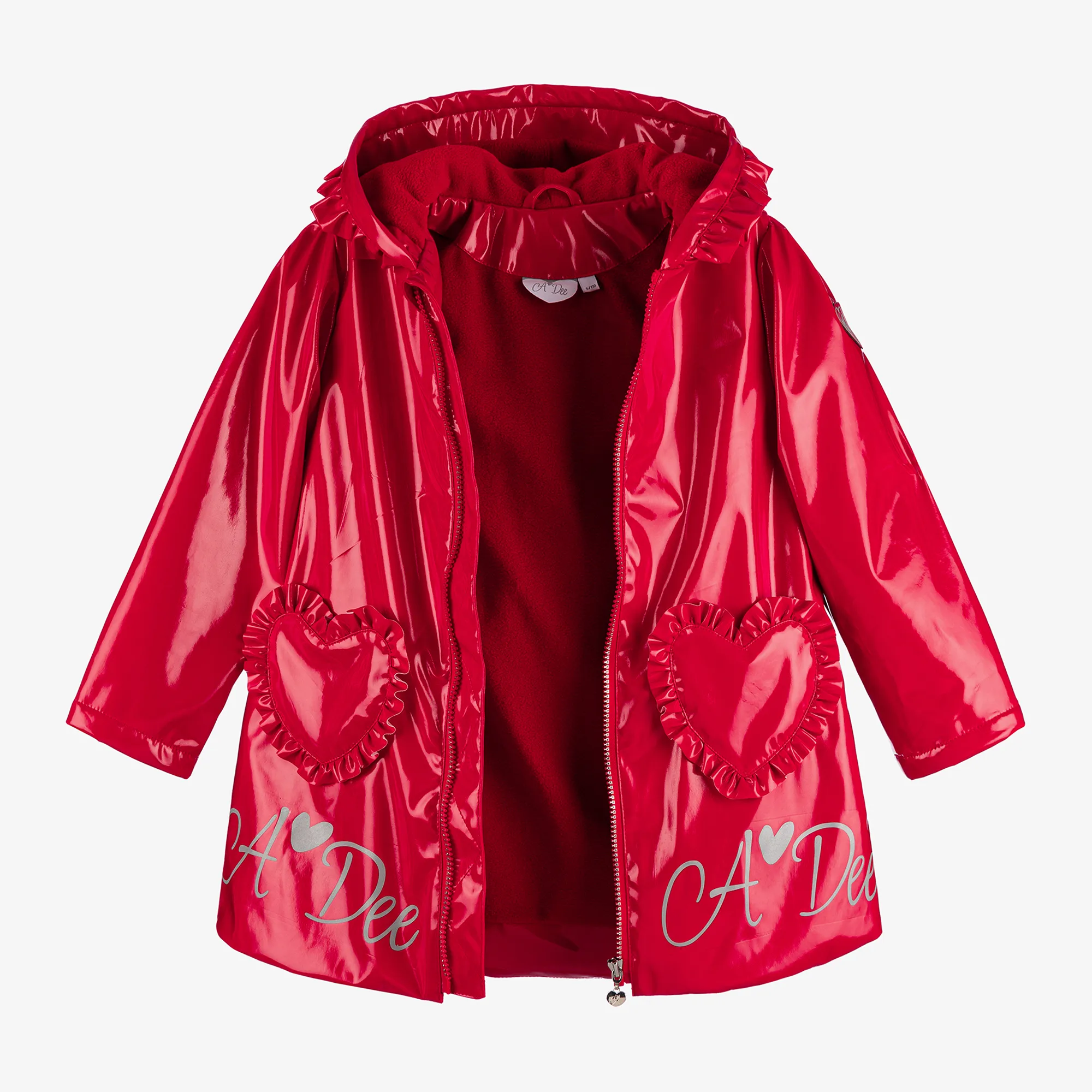 Girls Red Hooded Raincoat