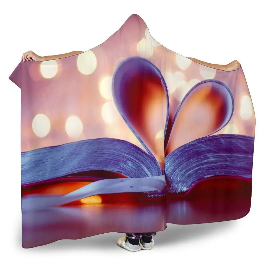 heart shaped book pages hooded blanket