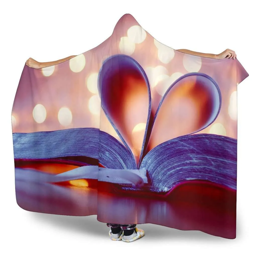 heart shaped book pages hooded blanket