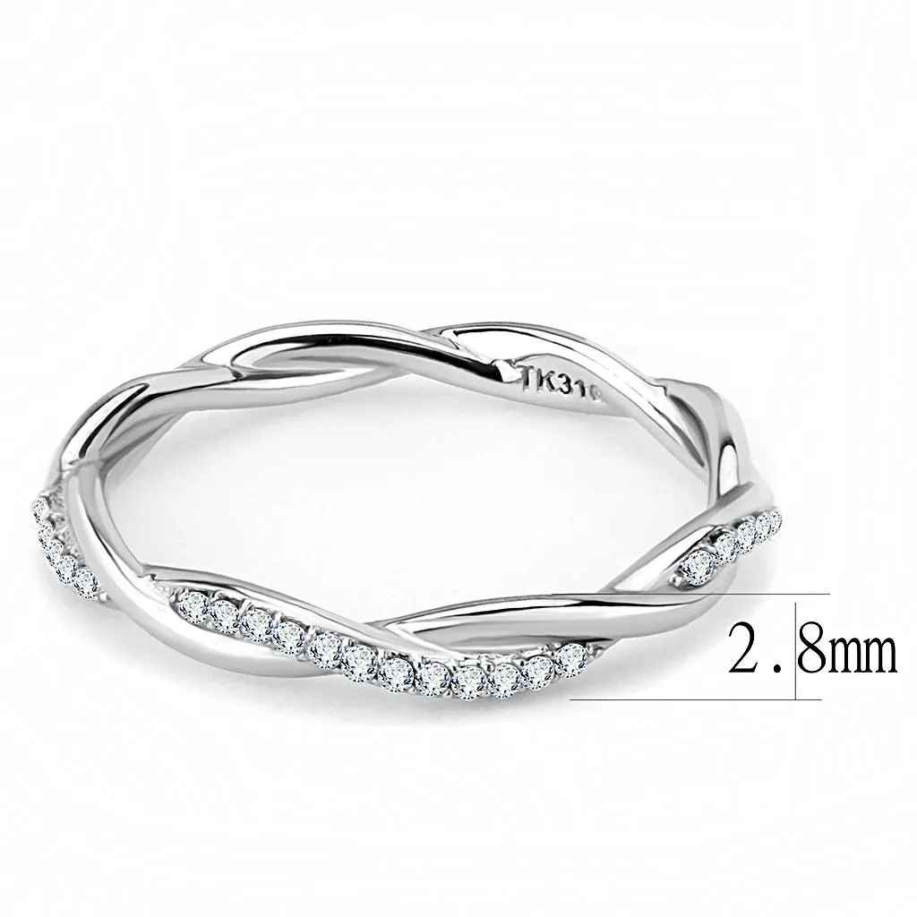 Intertwined Stainless Steel CZ Ring