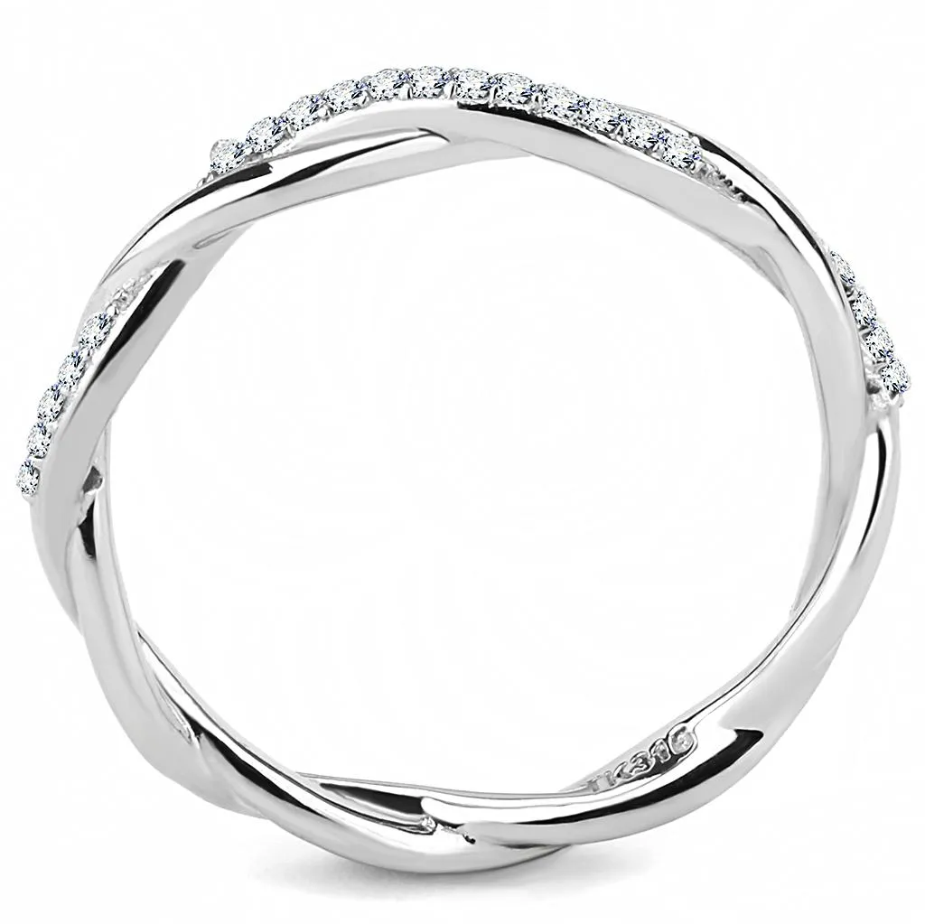 Intertwined Stainless Steel CZ Ring