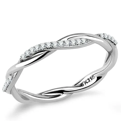 Intertwined Stainless Steel CZ Ring