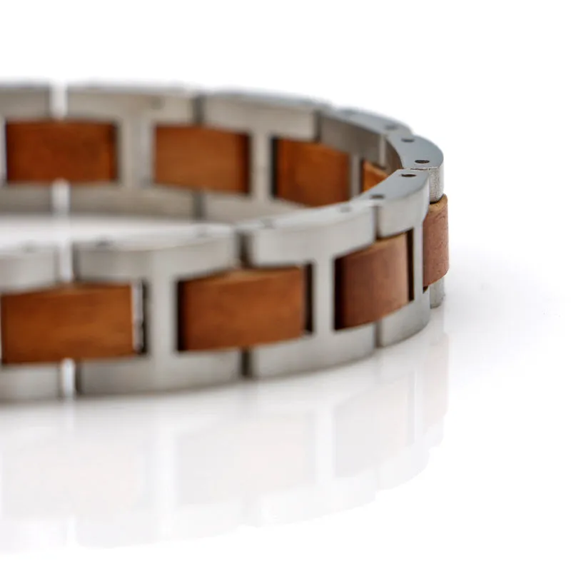 Koa and Stainless Steel Bracelet Mens