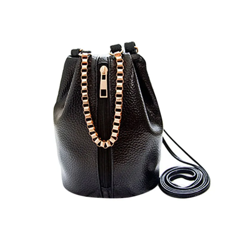 Leather Bucket Bag Women Handbag Girl Casual Shoulder Bag Crossbody Bags Messenger Bag Bolsas Luxury Gold