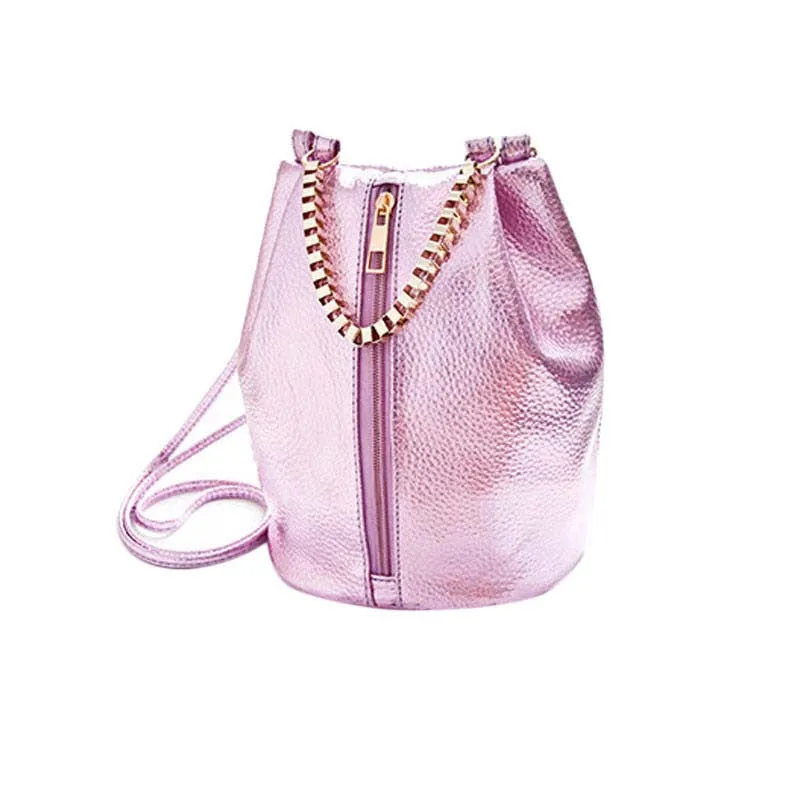 Leather Bucket Bag Women Handbag Girl Casual Shoulder Bag Crossbody Bags Messenger Bag Bolsas Luxury Gold