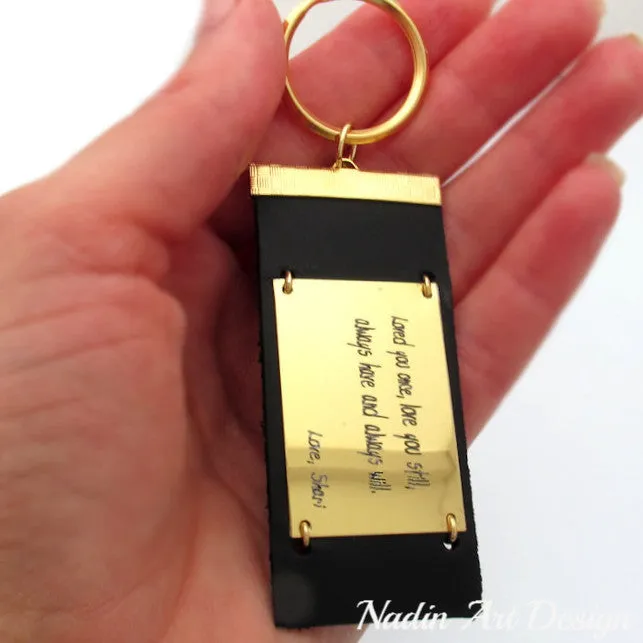 Leather Quote Key Chain