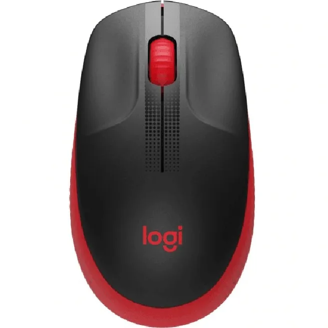 Logitech M190 Wireless Full Size Mouse Charcoal Black Red