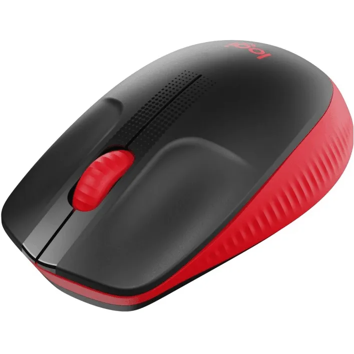 Logitech M190 Wireless Full Size Mouse Charcoal Black Red