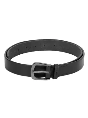 Men Black Solid Leather Belt