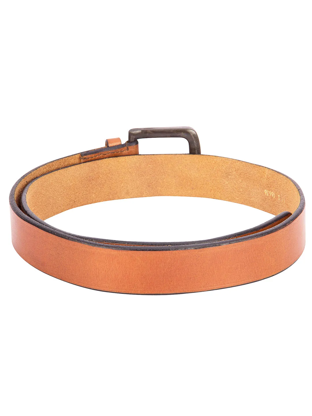 Men Tan Solid Leather Belt