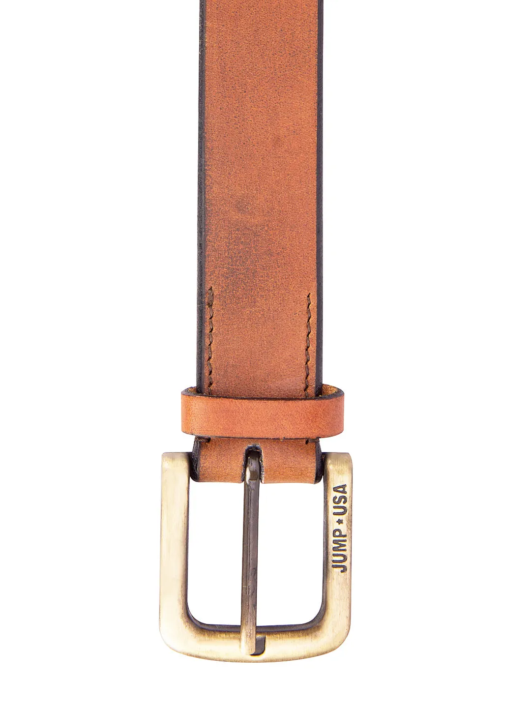 Men Tan Solid Leather Belt