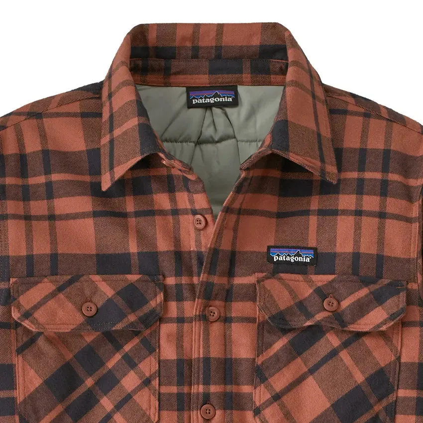 Men's Insulated Organic Cotton MW Fjord Flannel Shirt - Ice Caps: Burl Red