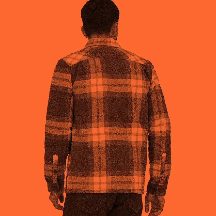 Men's Insulated Organic Cotton MW Fjord Flannel Shirt - Ice Caps: Burl Red