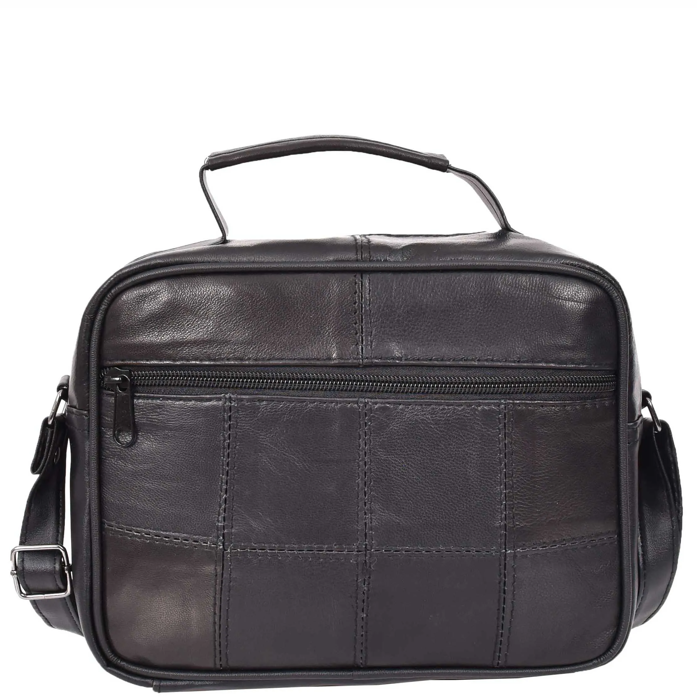 Mens Messenger Cross Body Bag Soft Leather Small Black HOL909