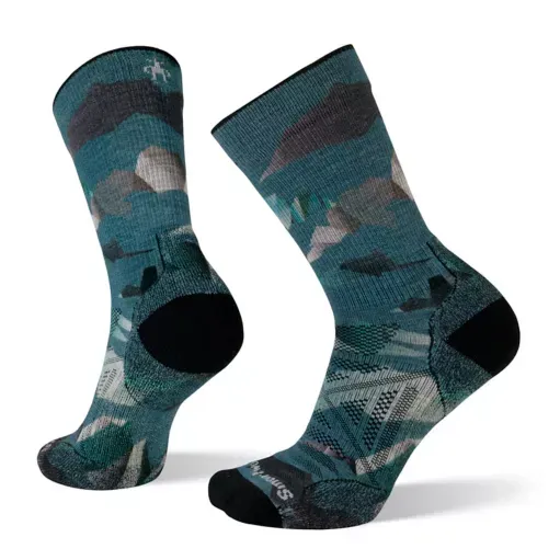 Men's PhD Outdoor Light Mountain Camo Print Hiking Crew Socks