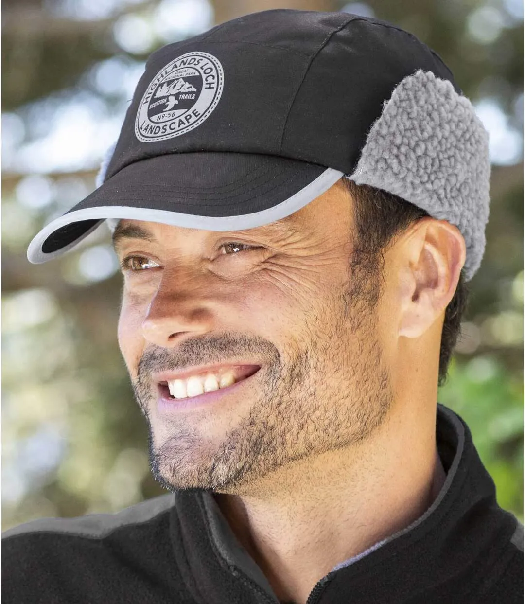 Men's Sherpa-Lined Microfibre Cap - Black 