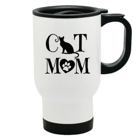 Metal Coffee and Tea Travel Mug Cat Mom Heart