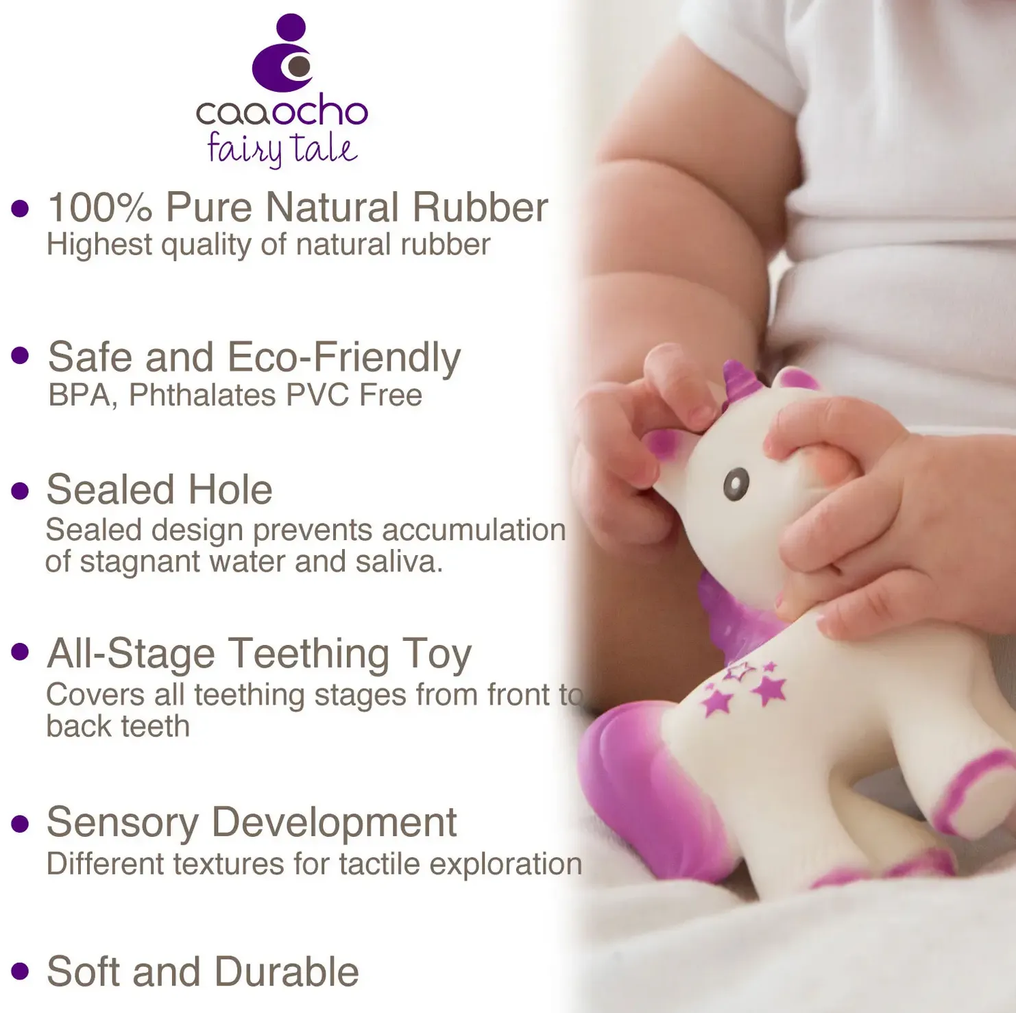 Mira the Unicorn Teether Lavender - 100% Natural Rubber