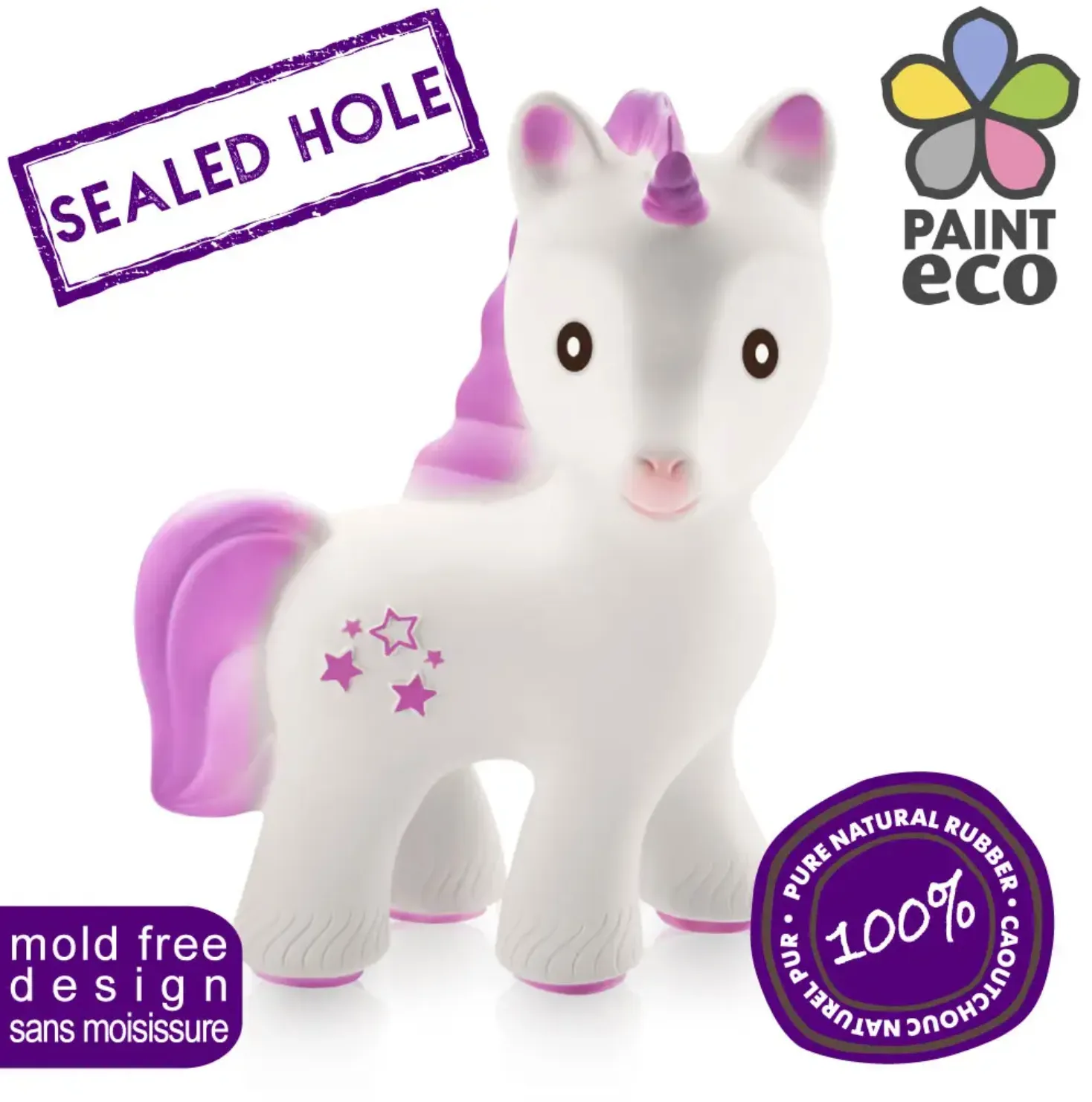 Mira the Unicorn Teether Lavender - 100% Natural Rubber