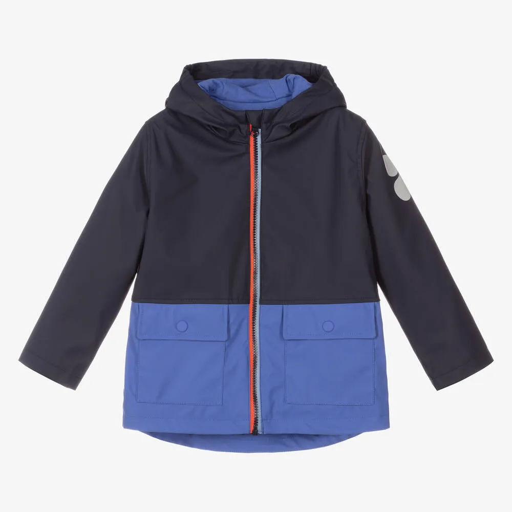 Navy Blue Hooded Raincoat