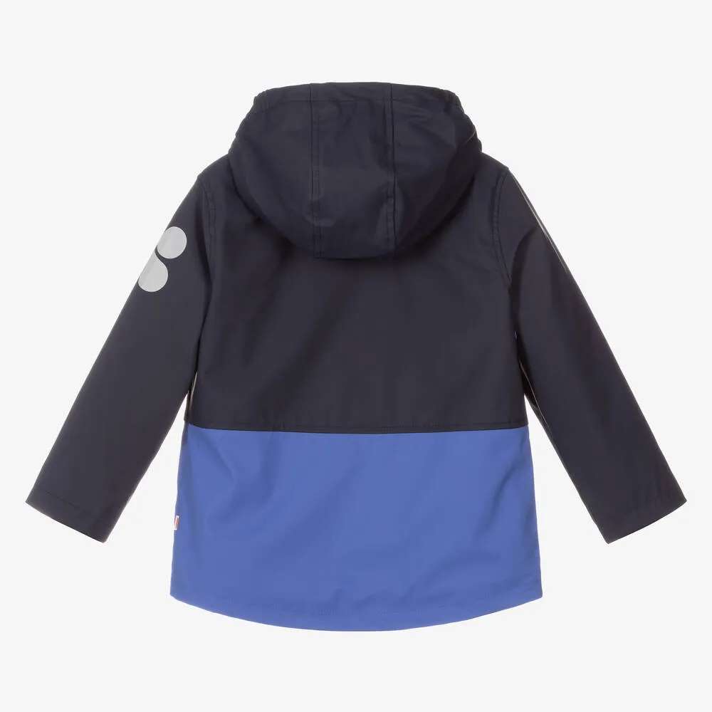 Navy Blue Hooded Raincoat